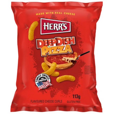 Herr’s Deep Dish Pizza Flavoured Cheese Curls