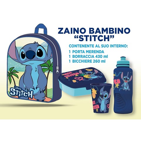 Zaino Basic Bambino + Gift Set 3 in 1 Lilo & Stitch Stitch