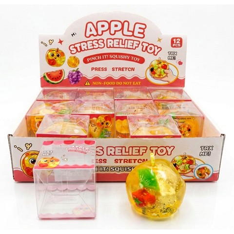 Squishy Mela Trasparente con Frutta 6cm 1pz