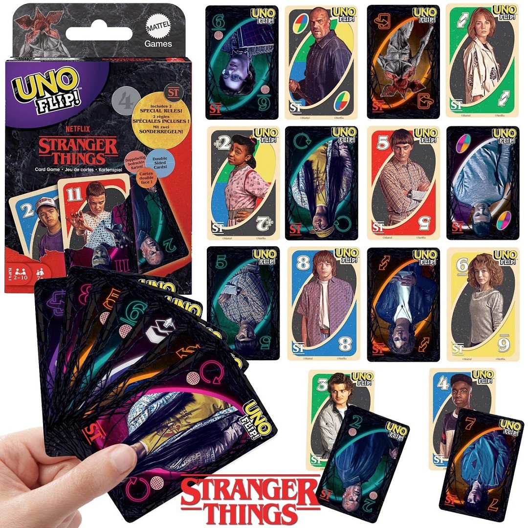 Stranger Things Carte Da Uno Mattel, Food & Fun, Action Figures Italia, Dolci Americani, Snack Giapponesi Pokemon